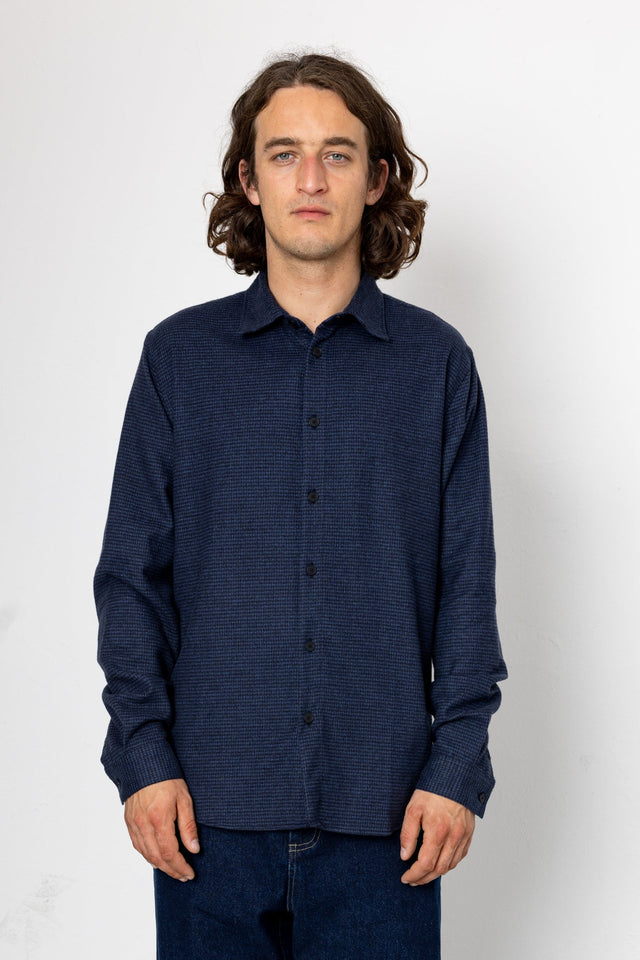 Relaxed Fit Shirt - Navy Black Houndstooth