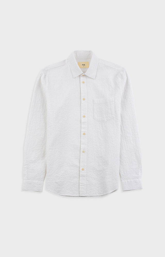 Relaxed Fit Shirt - White Bubble Seersucker