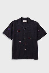 Relaxed Soft Collar Shirt - Soft Black Embroidery | END. Exclusive