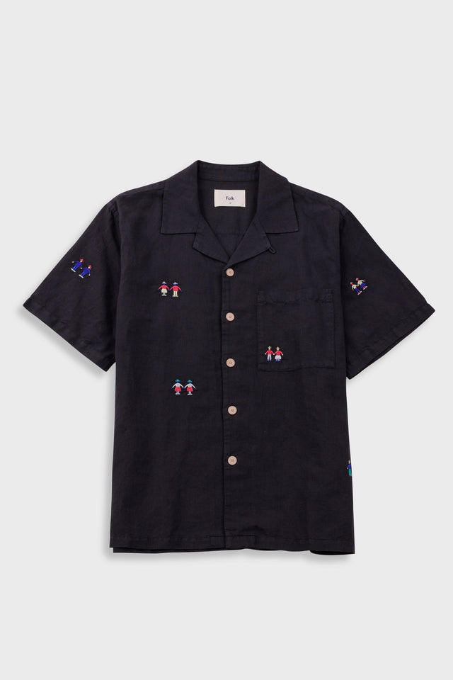 Relaxed Soft Collar Shirt - Soft Black Embroidery | END. Exclusive