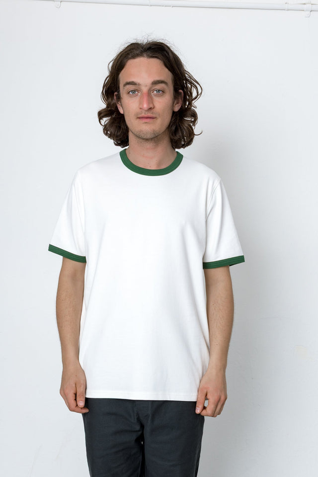 Ringer T-Shirt - Ecru / Green