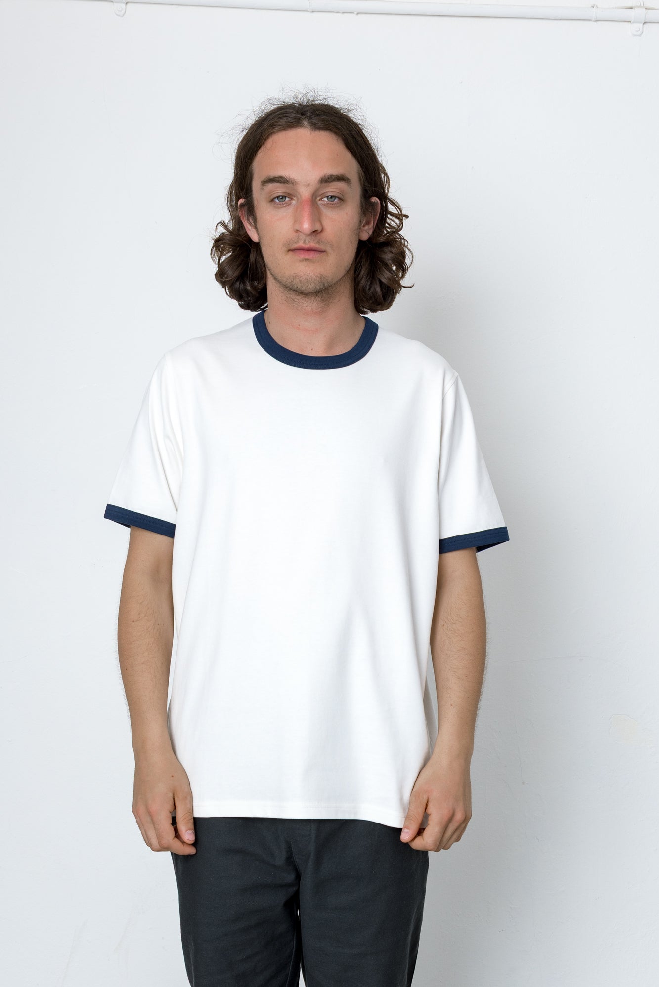 Ringer T-Shirt - Ecru / Navy