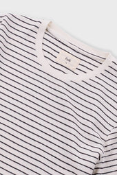 Short Sleeve Textured Striped T Shirt Ecru