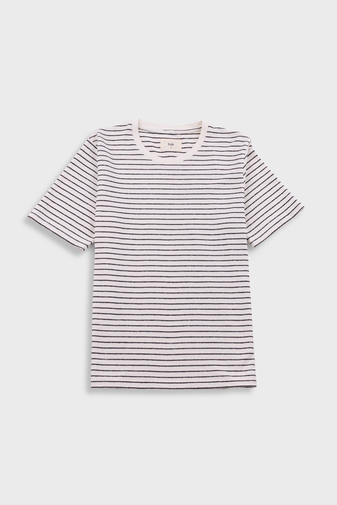 Short Sleeve Textured Striped T Shirt Ecru