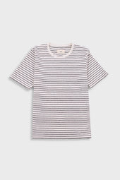 Short Sleeve Textured Striped T-Shirt - Ecru / Black