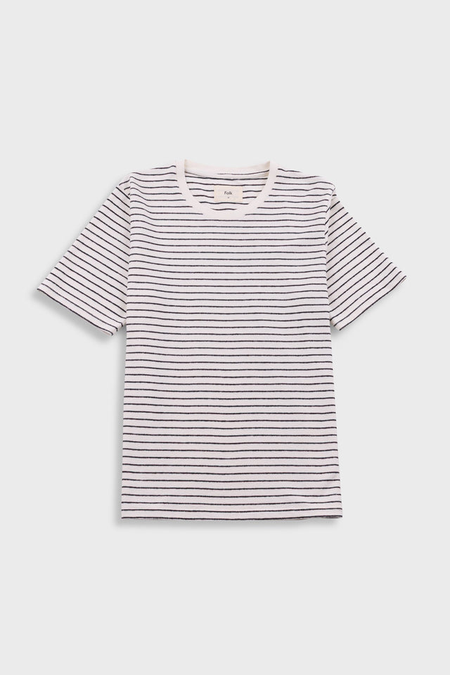 Short Sleeve Textured Striped T-Shirt - Ecru / Black