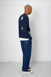 Waffle Cardigan Embroidered Flower Folk X Goss Brothers