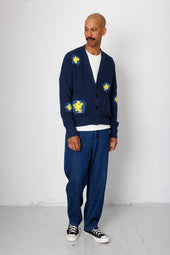 Waffle Cardigan Embroidered Flower Folk X Goss Brothers