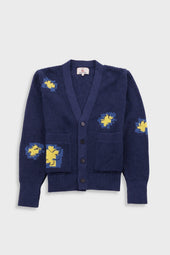 Waffle Cardigan - Embroidered Yellow Flower | Folk x Goss Brothers