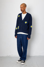 Waffle Cardigan Embroidered Flower Folk X Goss Brothers