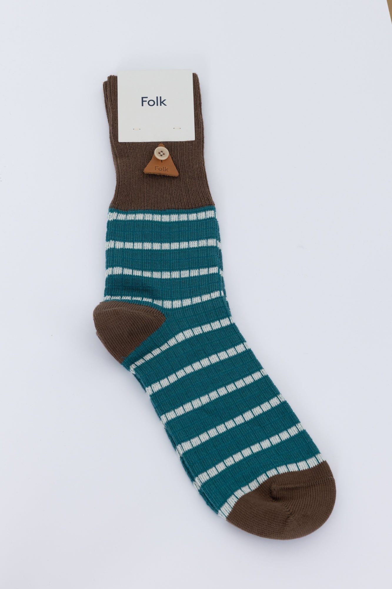 Waffle Stripe Sock - Alpine Green Stripe