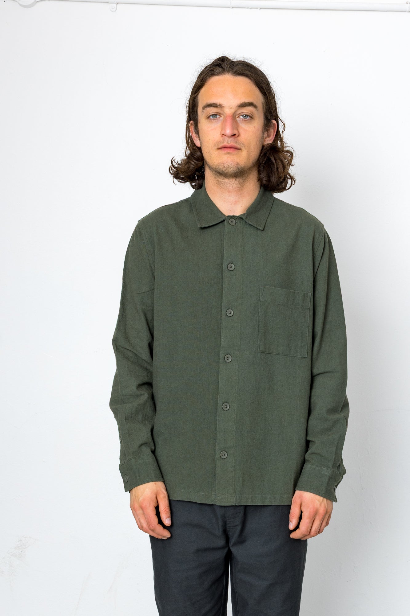 Crinkle Long Sleeve Shirt - Coco Green