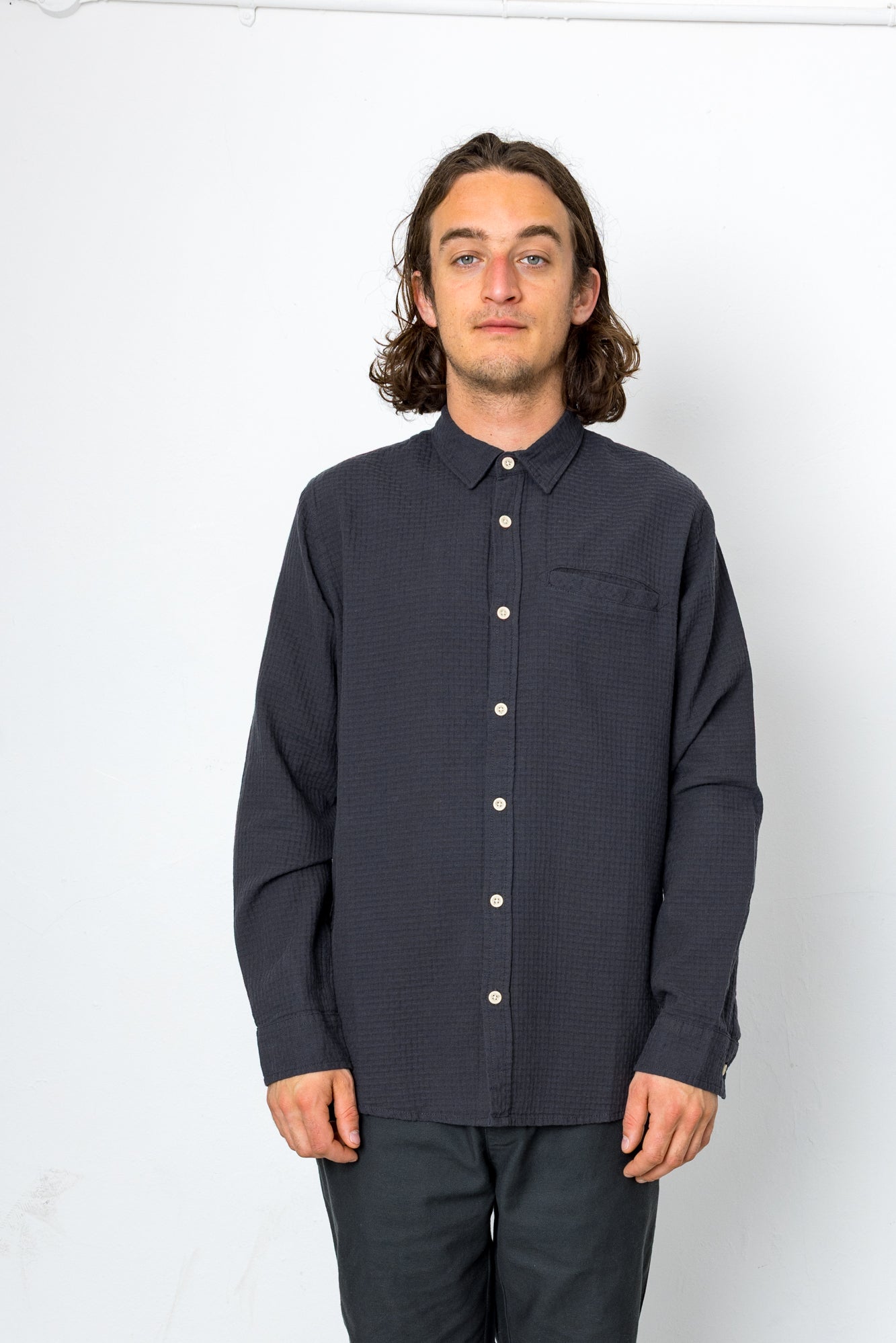 Wilkes Long Sleeve Shirt - Dark Navy