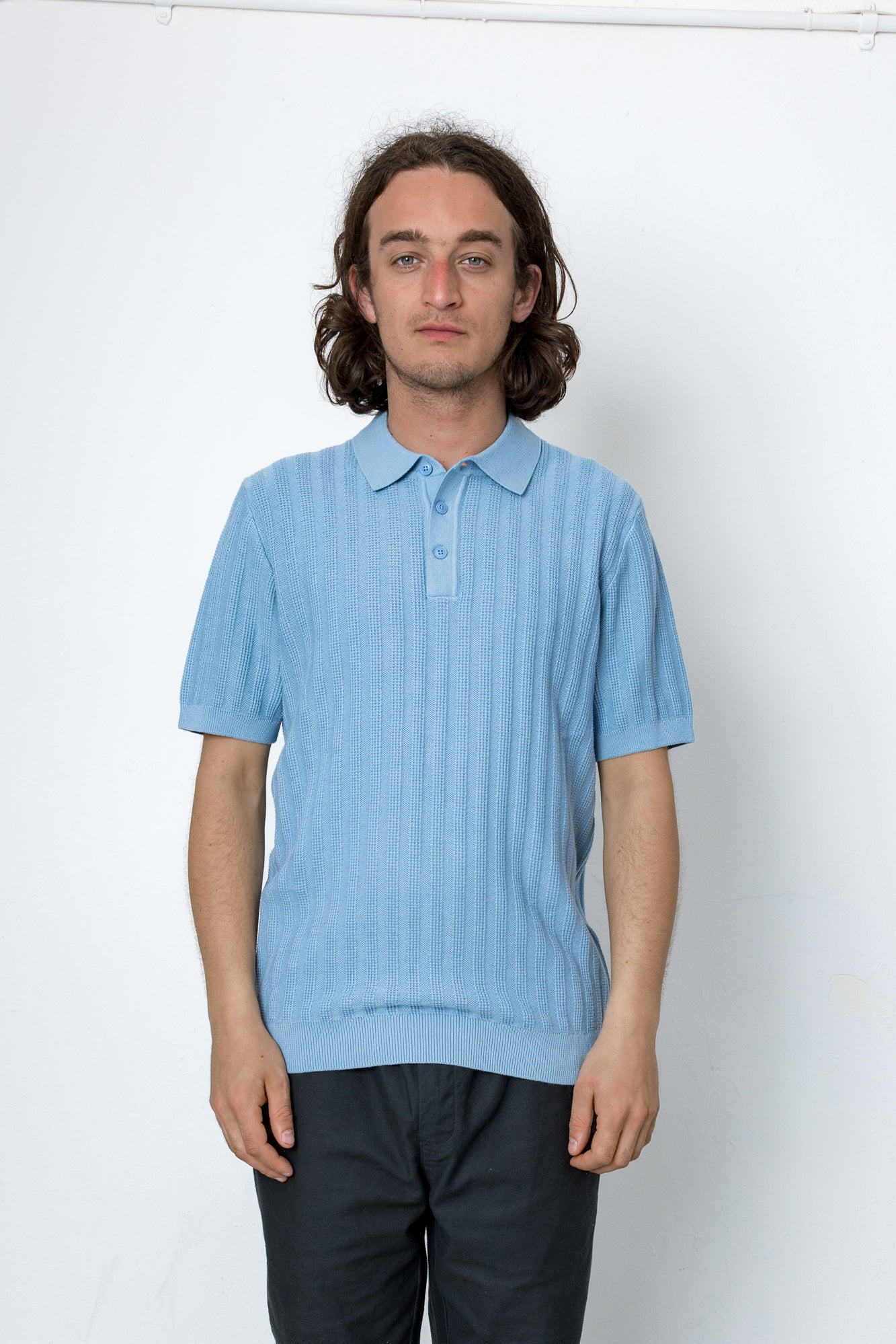 Willow Short Sleeve Knit Polo - Summer Blue