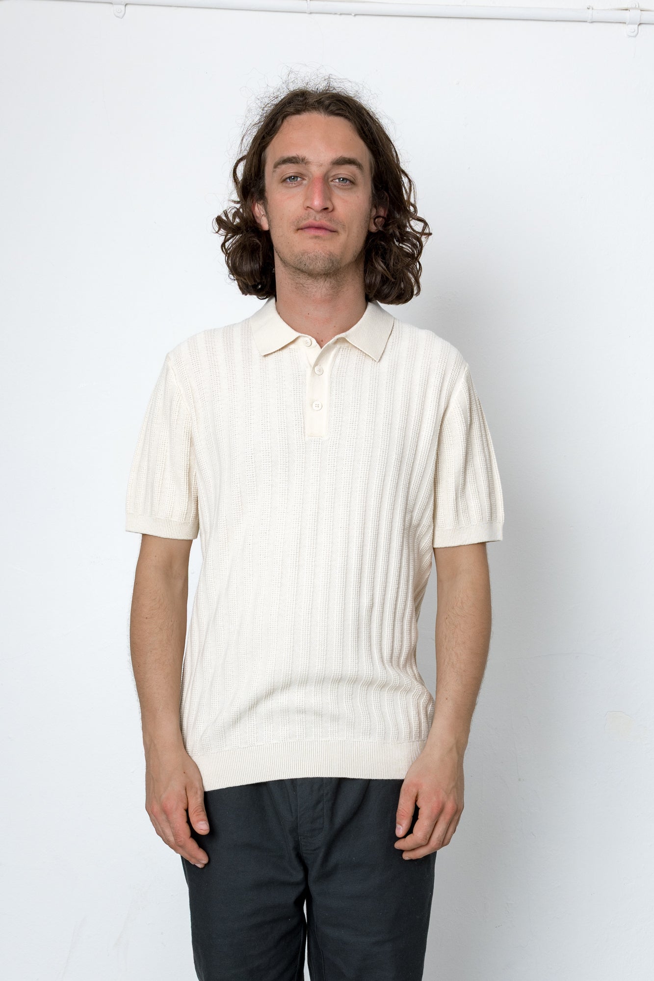 Willow Short Sleeve Knit Polo - Ecru