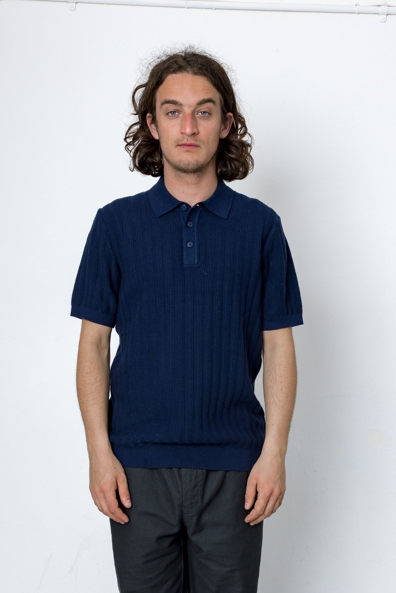 Willow Short Sleeve Knit Polo - Dark Indigo