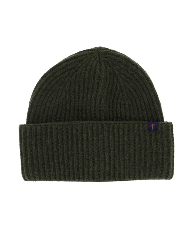 Green Ribbed Wool And Cashmere Beanie Woca