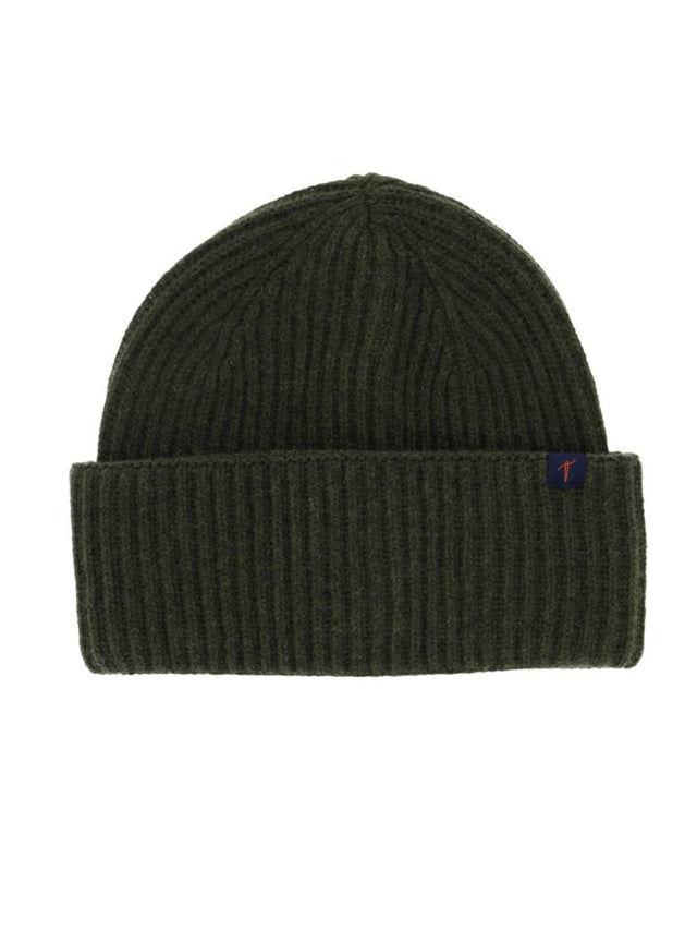 Forest green ribbed wool and cashmere beanie - Woca
