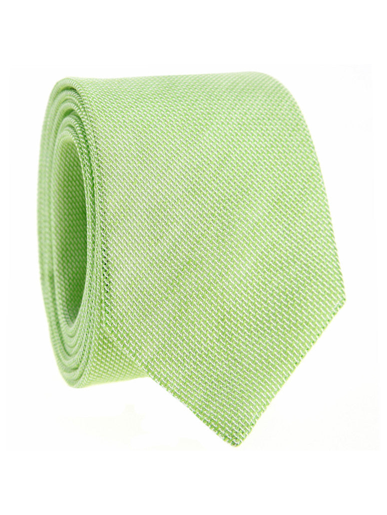 Fresh Green Grenadine Silk And Linen Tie Capri
