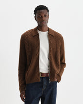 Friar Brush Cable Knit Zip Cardigan