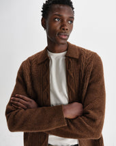 Friar Brush Cable Knit Zip Cardigan