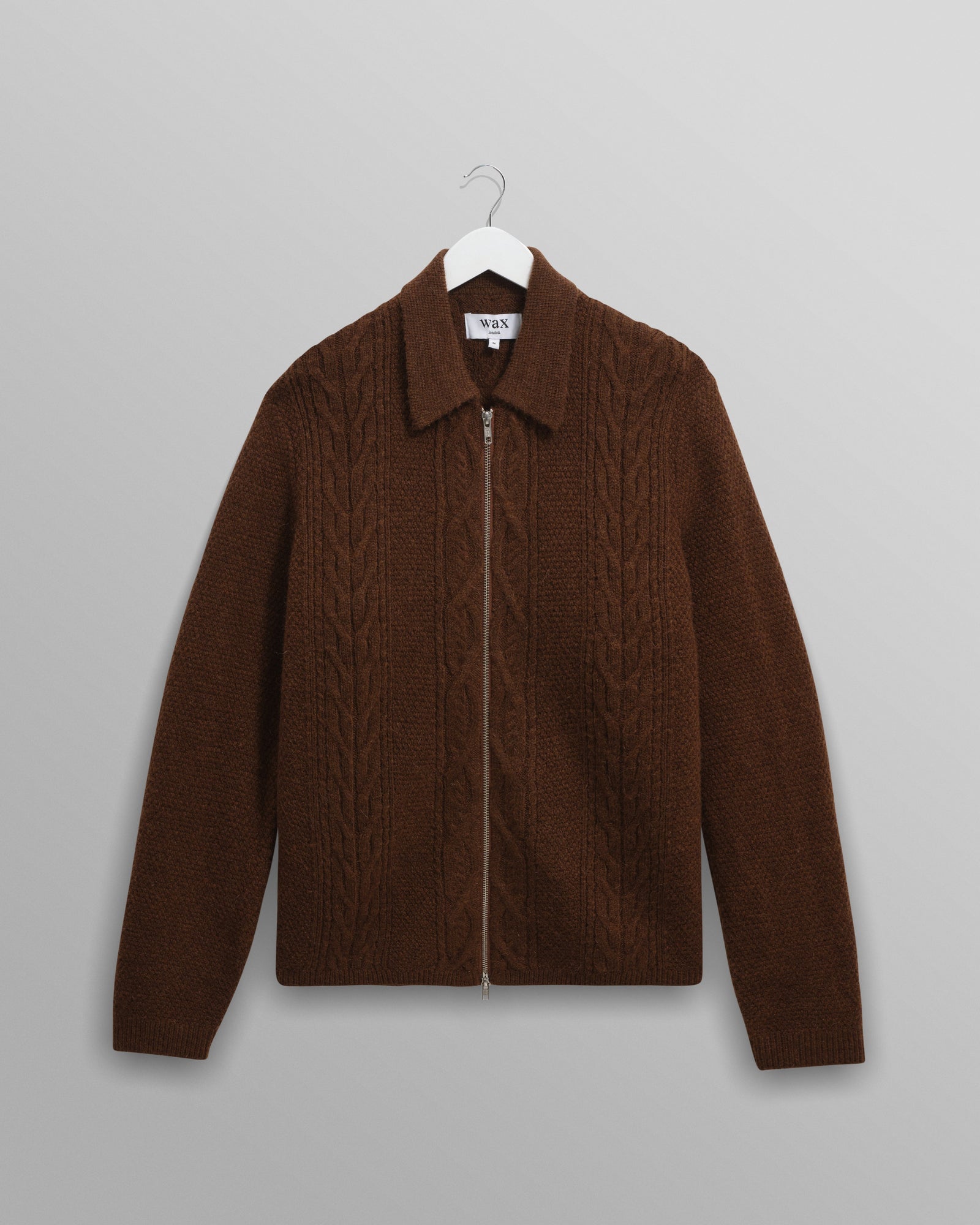 Friar Brush Cable Knit Zip Cardigan