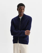 Friar Brush Cable Knit Zip Cardigan