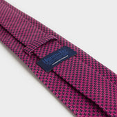Fuchsia Navy Houndstooth Silk Tie
