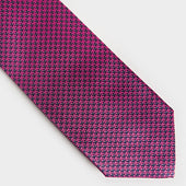 Fuchsia Navy Houndstooth Silk Tie