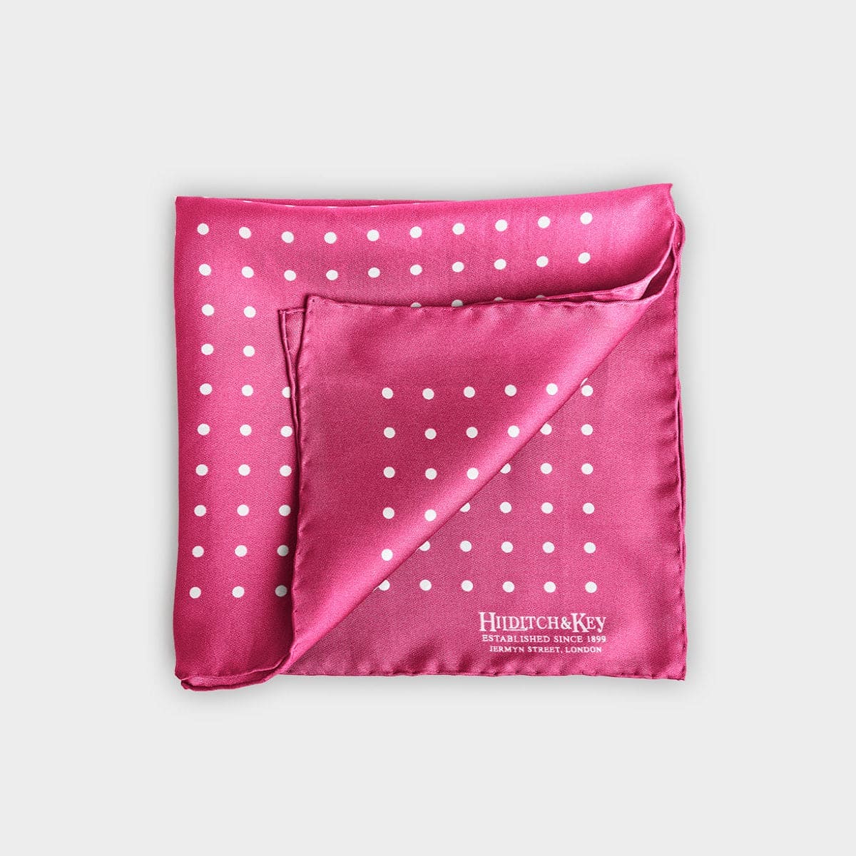 Fuchsia White Medium Spot Silk Pocket Square