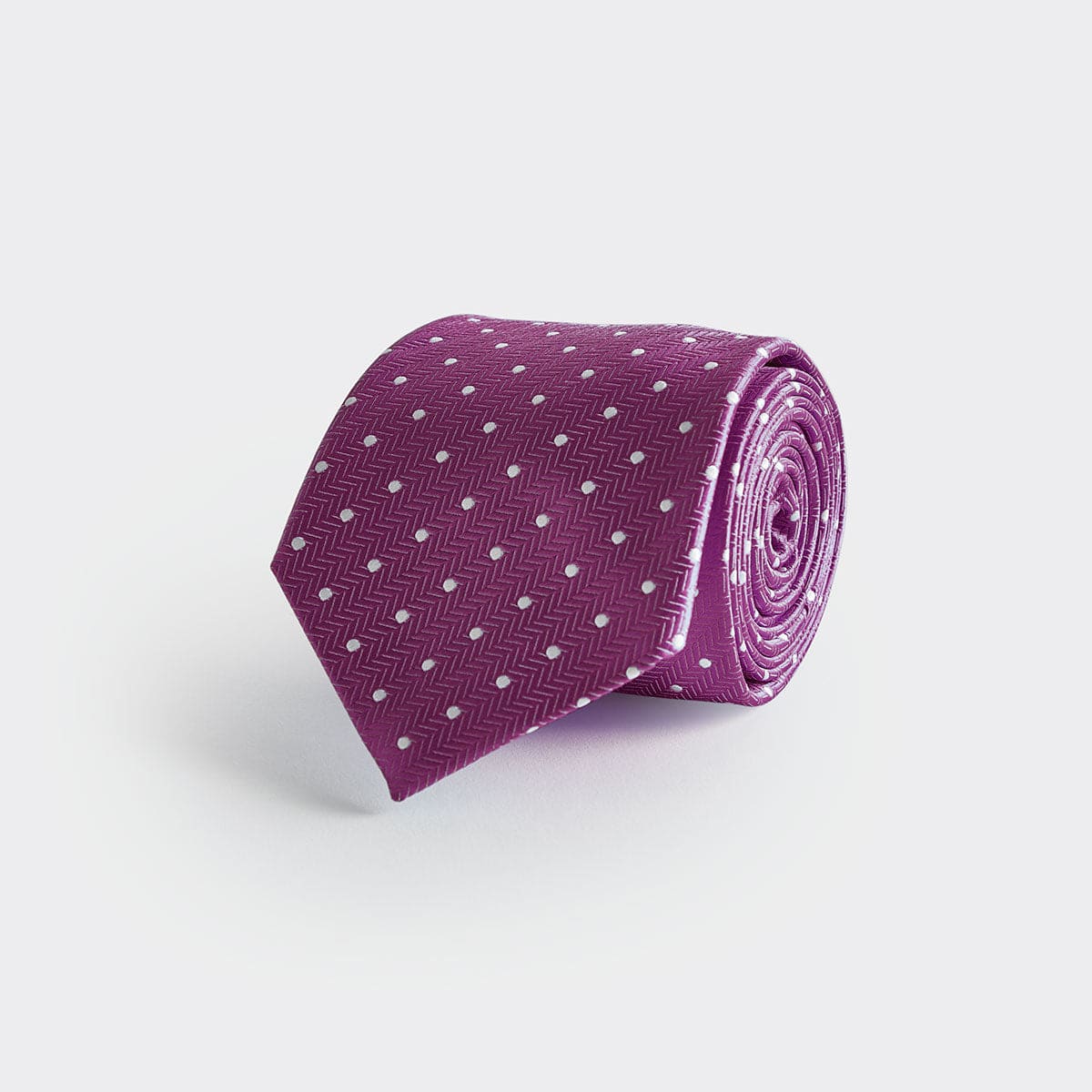 Fuchsia White Spot Herringbone Silk Tie