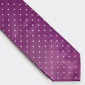 Fuchsia White Spot Herringbone Silk Tie