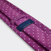 Fuchsia White Spot Herringbone Silk Tie
