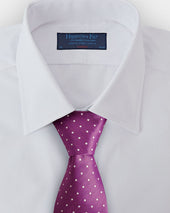 Fuchsia White Spot Herringbone Silk Tie