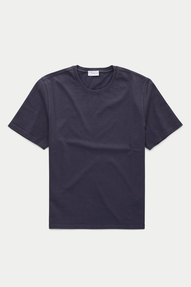 Cotton Short Sleeve Crewneck T-Shirt Fulvia Baritone Blue