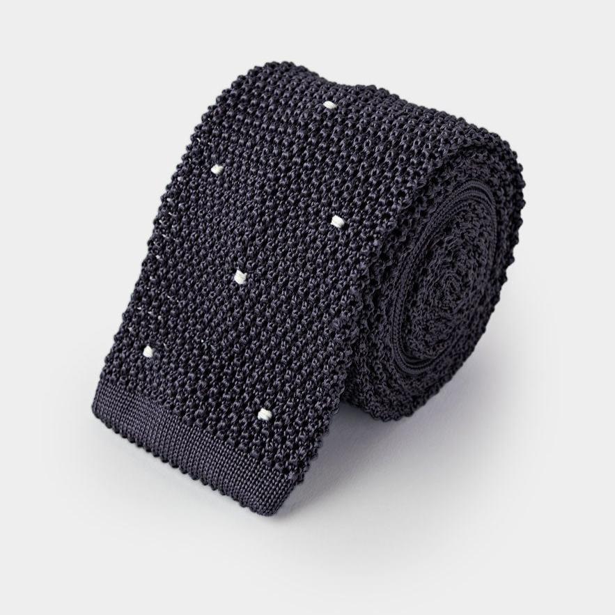 Fumo White Spot Knitted Silk Tie