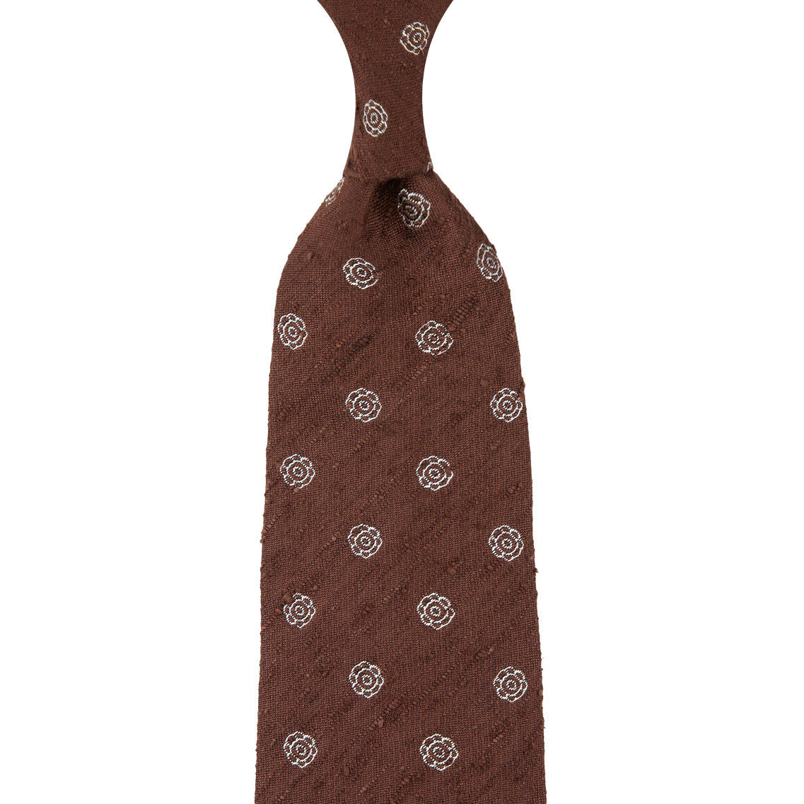 Shibumi Flower Shantung Silk Tie Beech Hand Rolled