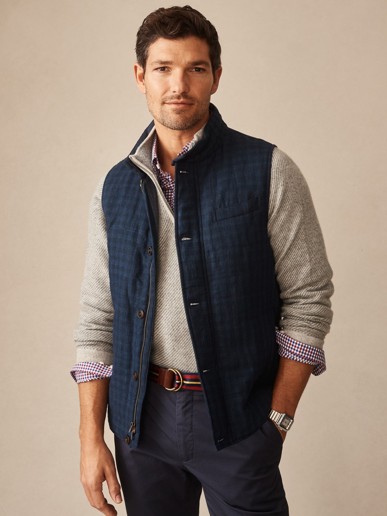 Shadow Plaid Game Quilted Vest Men S Jackets U0026 Outerwear J Mclaughlin