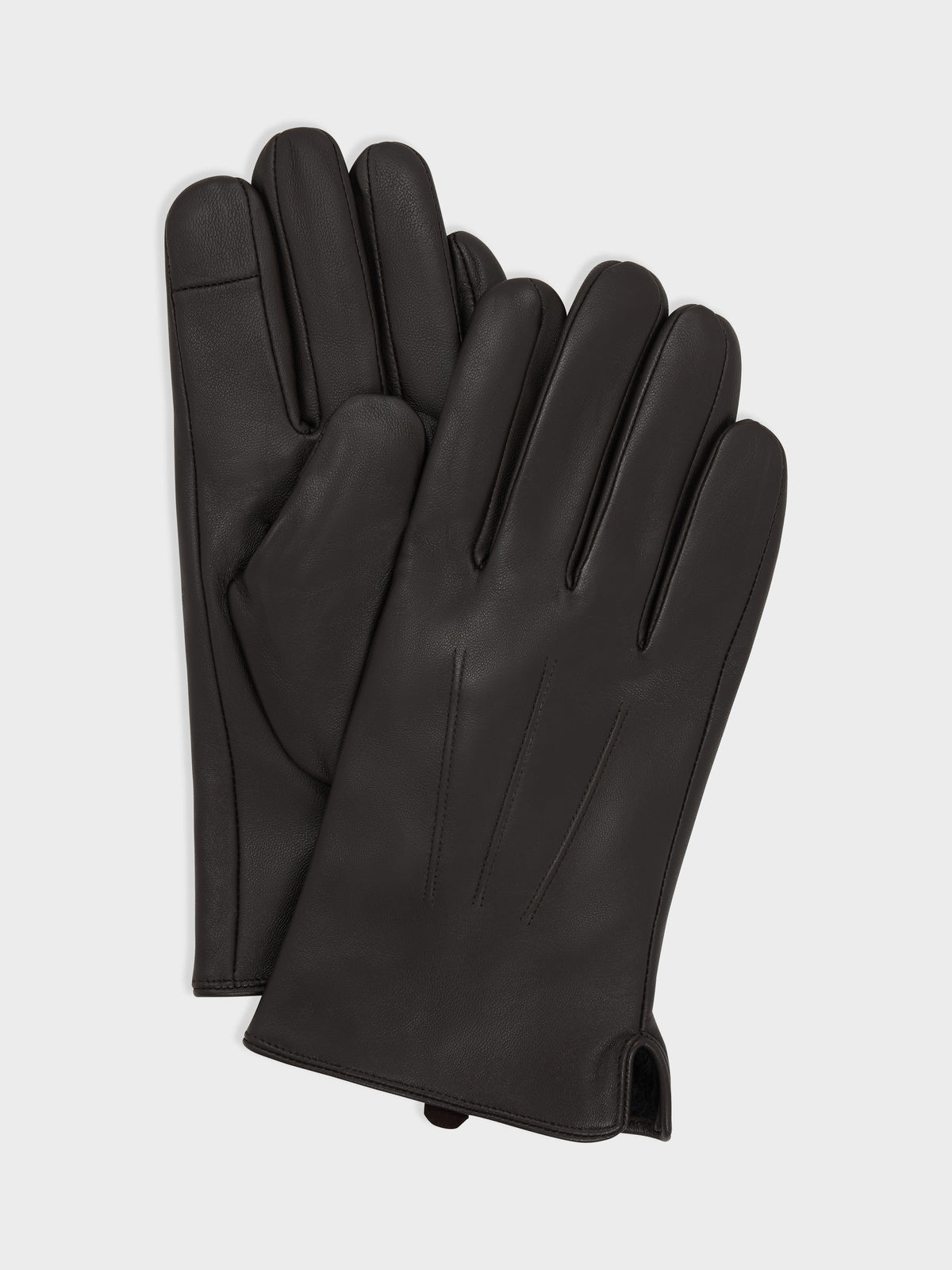 Gants Tactiles En Cuir Marron
