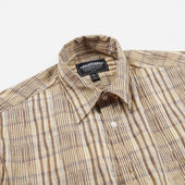 Gathered Seersucker Check Shirt Beige