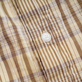 Gathered Seersucker Check Shirt Beige