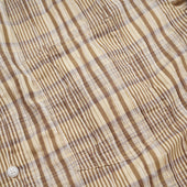 Gathered Seersucker Check Shirt Beige
