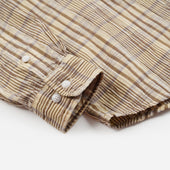 Gathered Seersucker Check Shirt Beige