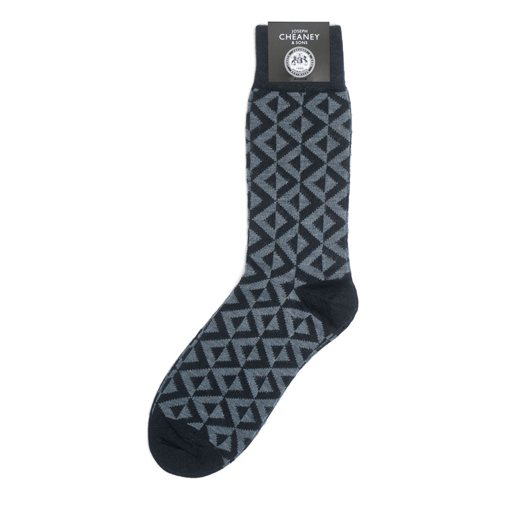 Geo Print Navy Mens Merino Wool Socks