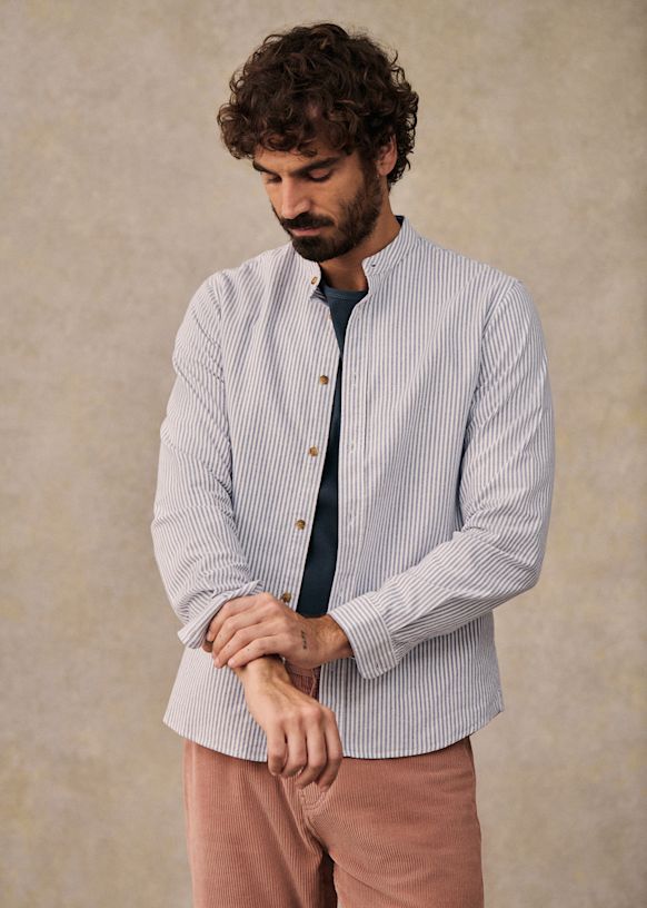 Benny Flannel Shirt White Blue