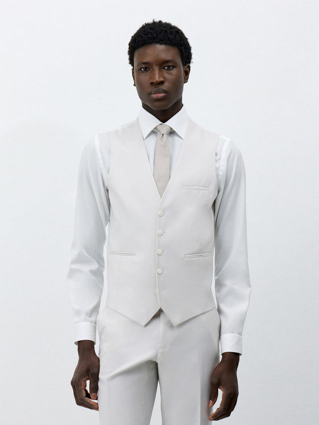 Gilet de costume en laine écrue