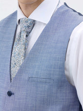 Gilet De Costume En Laine Et Coton Bleu Azur