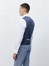 Gilet De Costume En Laine Et Coton Bleu Azur