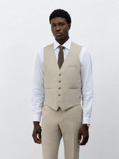 Gilet de costume en laine stretch beige