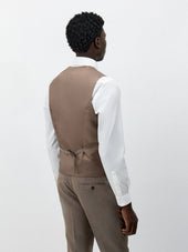 Gilet De Costume En Laine Et Soie Beiges